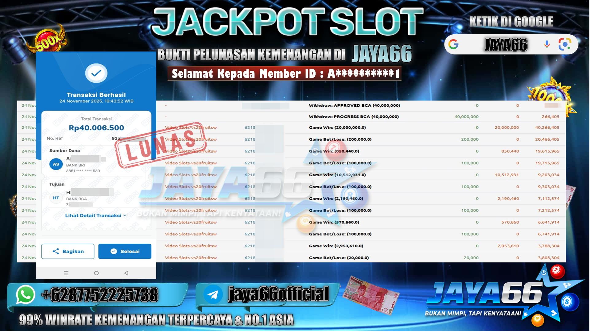 BUKTI WD JAYA66 40JT 24 11 2025