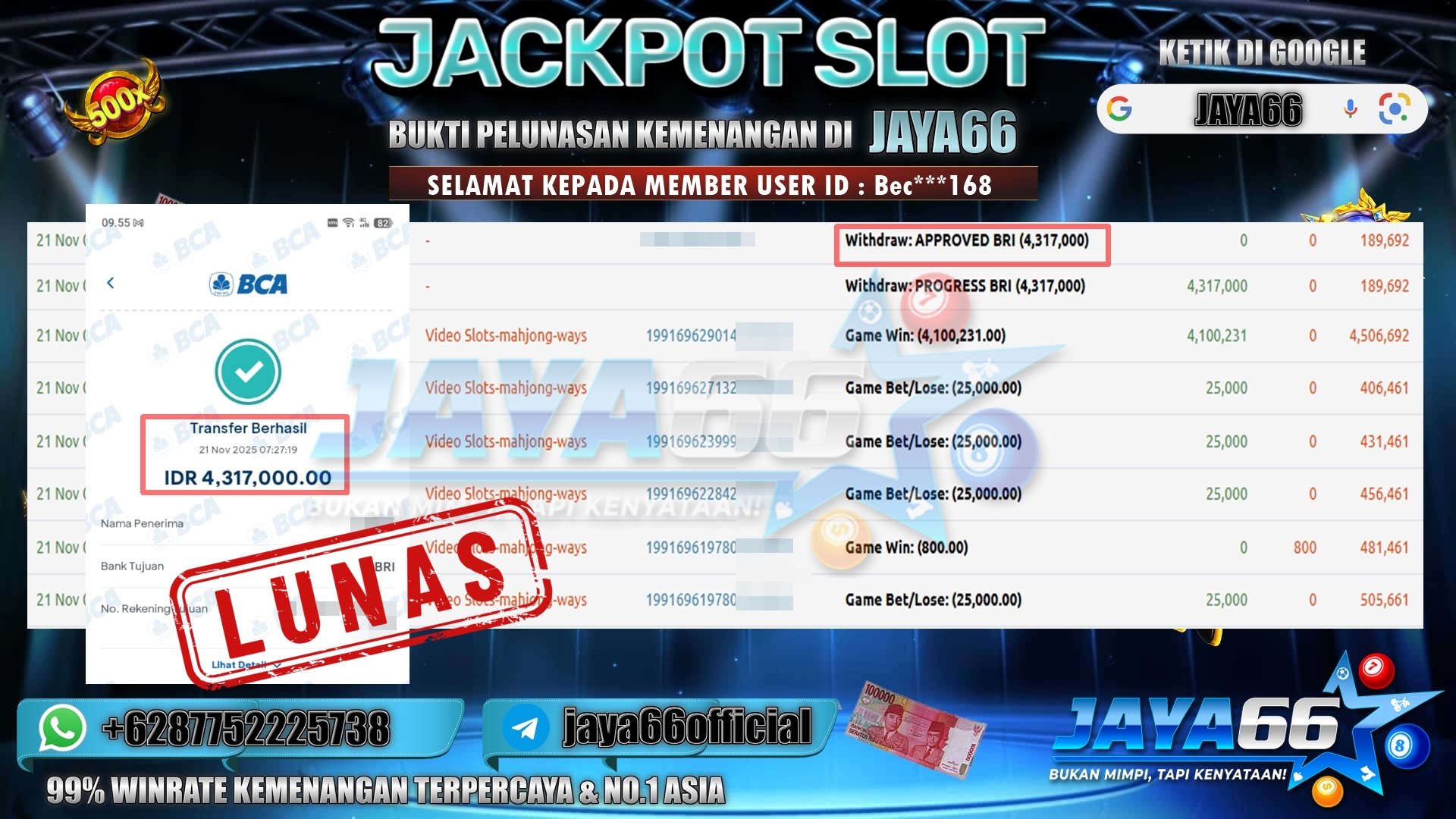BUKTI WD JAYA66 4Juta 21 11 2025