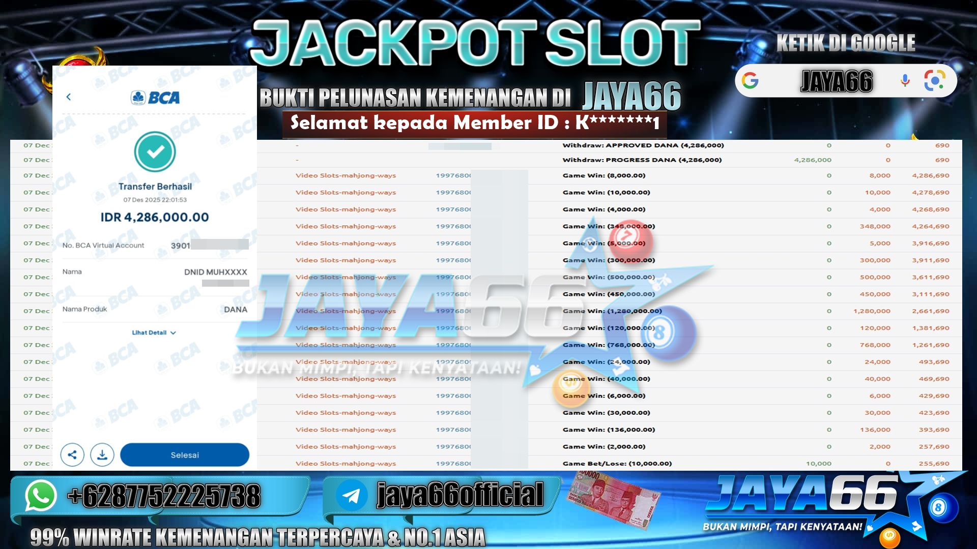 BUKTI WD JAYA66 07 12 2025